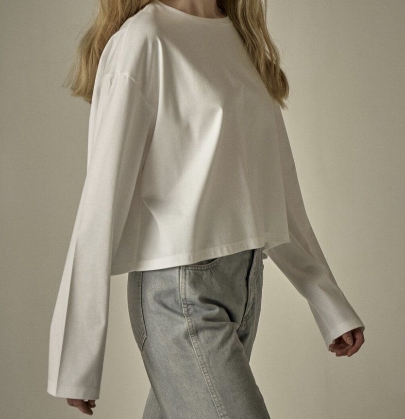 ファサードパターン Silket Long-sleeve T-shirt White