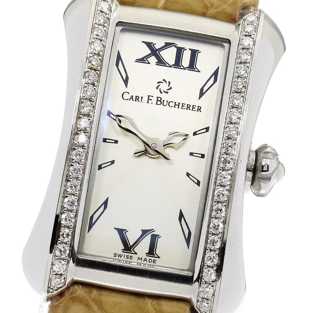 カール F.ブヘラ CARL F.BUCHERER 10703.08 アラクリア ダイヤベゼル クォーツ レディース 良品 保証書付き_871815【中古】