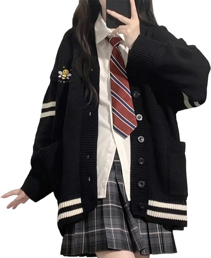 [Sky]女子高生 制服 学生服 スクールカーディガン プリーツスカート チェック柄 リボン シャツ 4点セット 女子高校生 ニットウェア 中学生 Vネック カーディガン JK制服 女子制服 5,633円