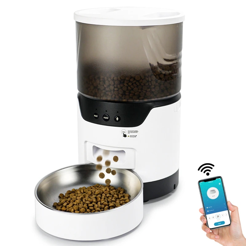 Kyoei-Tech 自動給餌器 猫用 犬用 IOS Android対応 1日10食 スマート自動えさやり器 ステンレス皿 設定簡単 スマホ遠隔操作 タイマー機能 アプリ操作 定時定量 手動給餌可