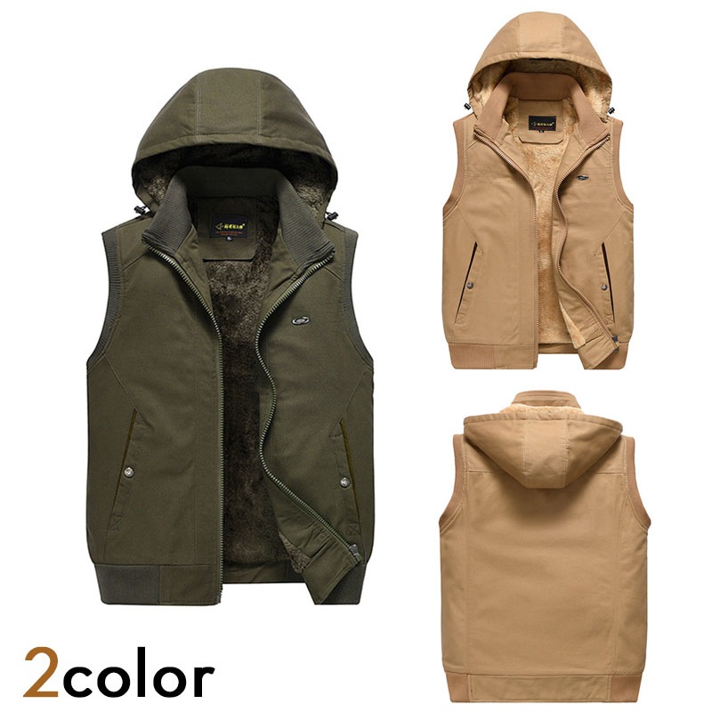 ベスト メンズ ト 中綿ベスト メンズベスト ジレ チョッキ アウター ジャケット ノースリーブ フード付き 防寒着 男性用ベスト 秋冬
