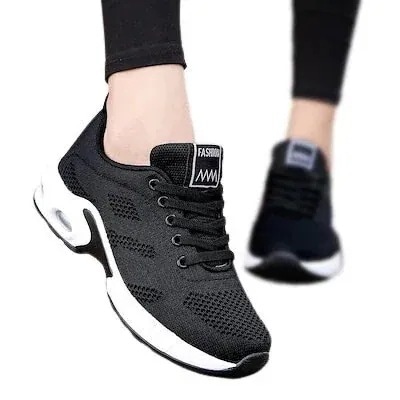1つ買うと1個無料エアクッションシューズカジュアルランニングシューズフライングウーブンスポーツシューズ韓国の学生メッシュレディースシューズ スニーカー レディース 厚底 ウォーキングシューズ 軽量