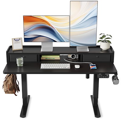 [美品] 電動昇降デスク 幅160cm 奥60cm 引出し付き 電動昇降デスク 引き出し付き 幅120cm 奥行60cm 天板角度調節