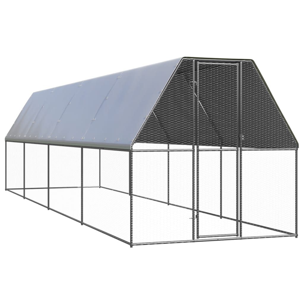 屋外鶏小屋 2x8x2m 亜鉛メッキ鋼製