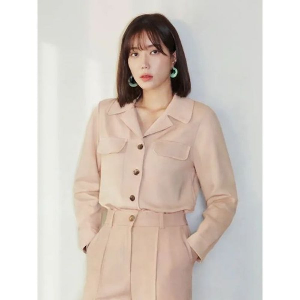 [ベスティヴェリ] ステッチオープンカラーブラウスベージュBGBAB1407