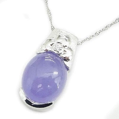 天然ラベンダーヒスイペンダント プラチナ850チェーンネックレス/超大粒ボリューム！5月誕生石翡翠ギフトラッピング済み