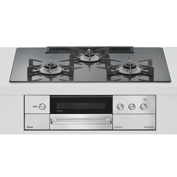 RHS72W38M15RNSTW-LP ツイードシルバー DELICIA ビルトインガスコンロ(プロパンガス用・両側強火タイプ・3口・75cm)