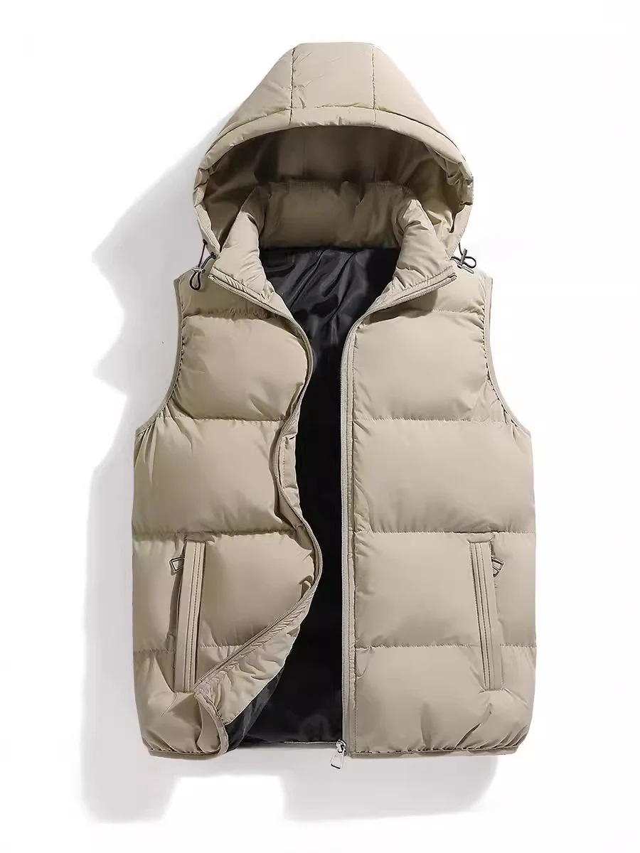 中綿ベスト メンズ ダウンベスト フード付き フード外し可能 ビジネス オフィス 厚手 ノースリーブ 前開き アウトドア 防寒 暖かい 通勤 通学