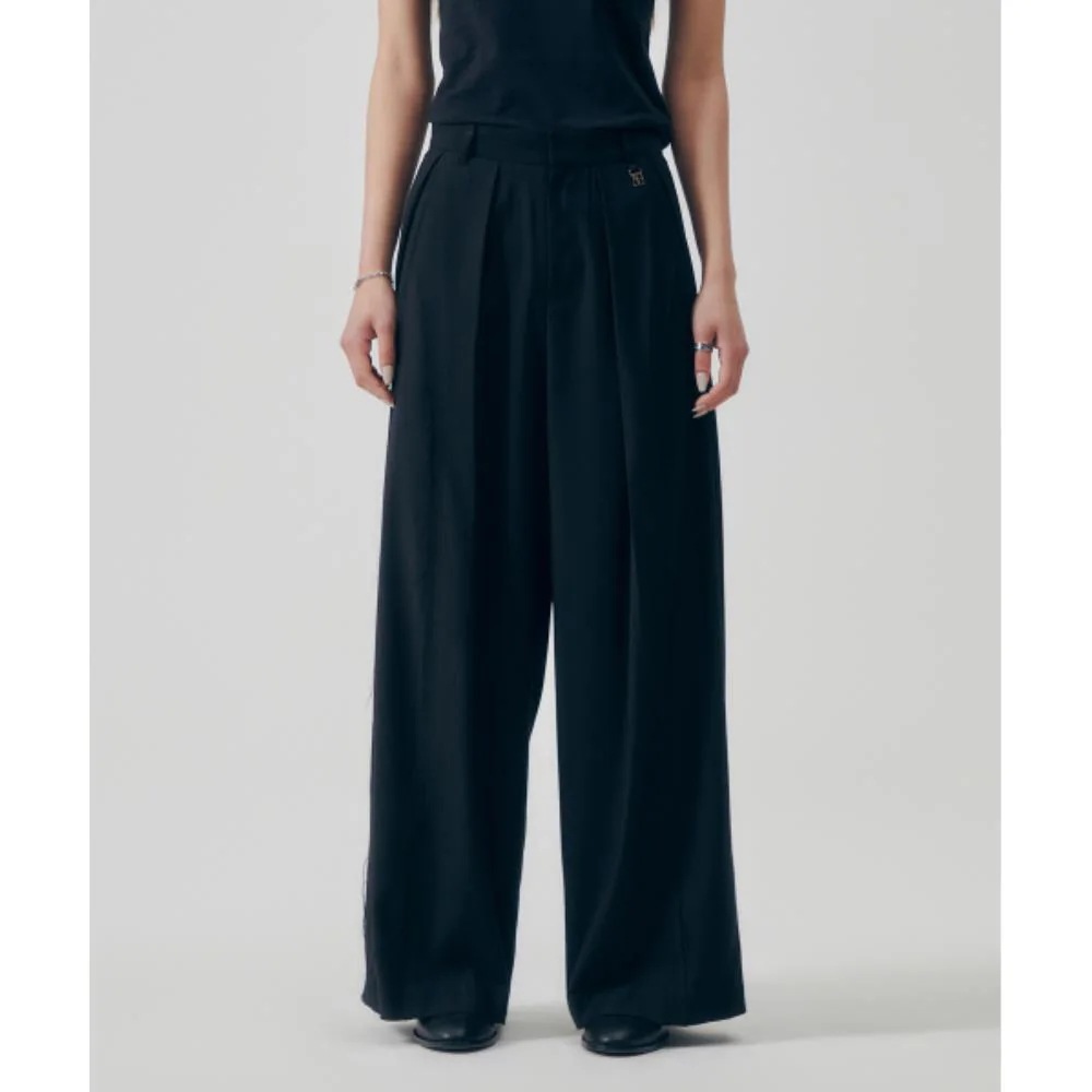 TREEMINGBIRD Raw Cut Incision Setup Slacks Black TM251