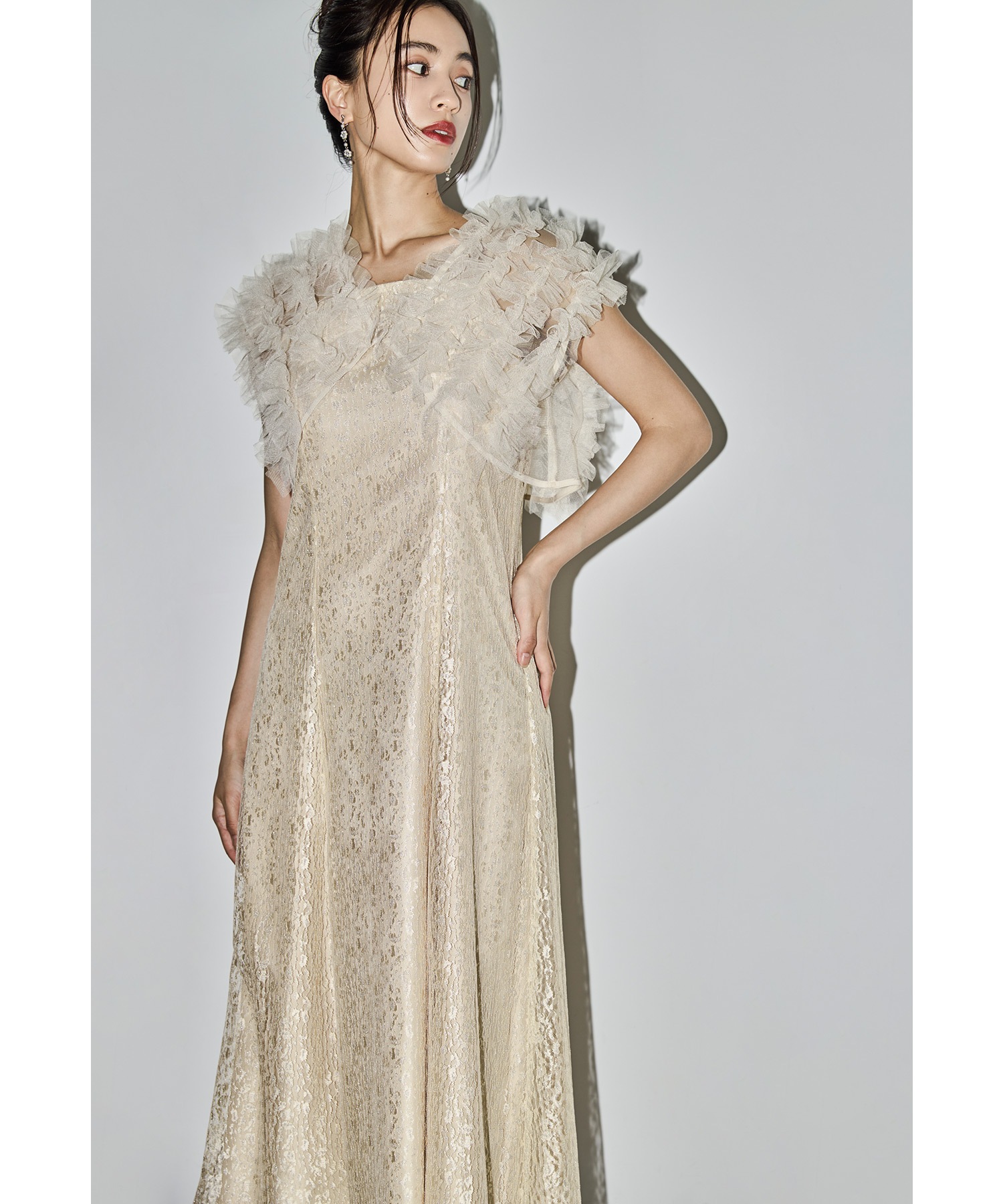 フリルボレロセットレースドレス パーティードレス 結婚式 チュール キャミワンピース フレア 羽織 2点セット お呼ばれ パーティー 二次会 披露宴 謝恩会 成人式 同窓会 卒業式 フォーマル