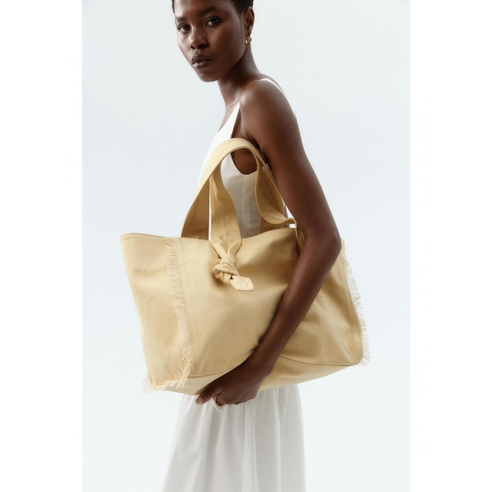 H&M ノットディテールトートバッグダスティイエロー 1332760003