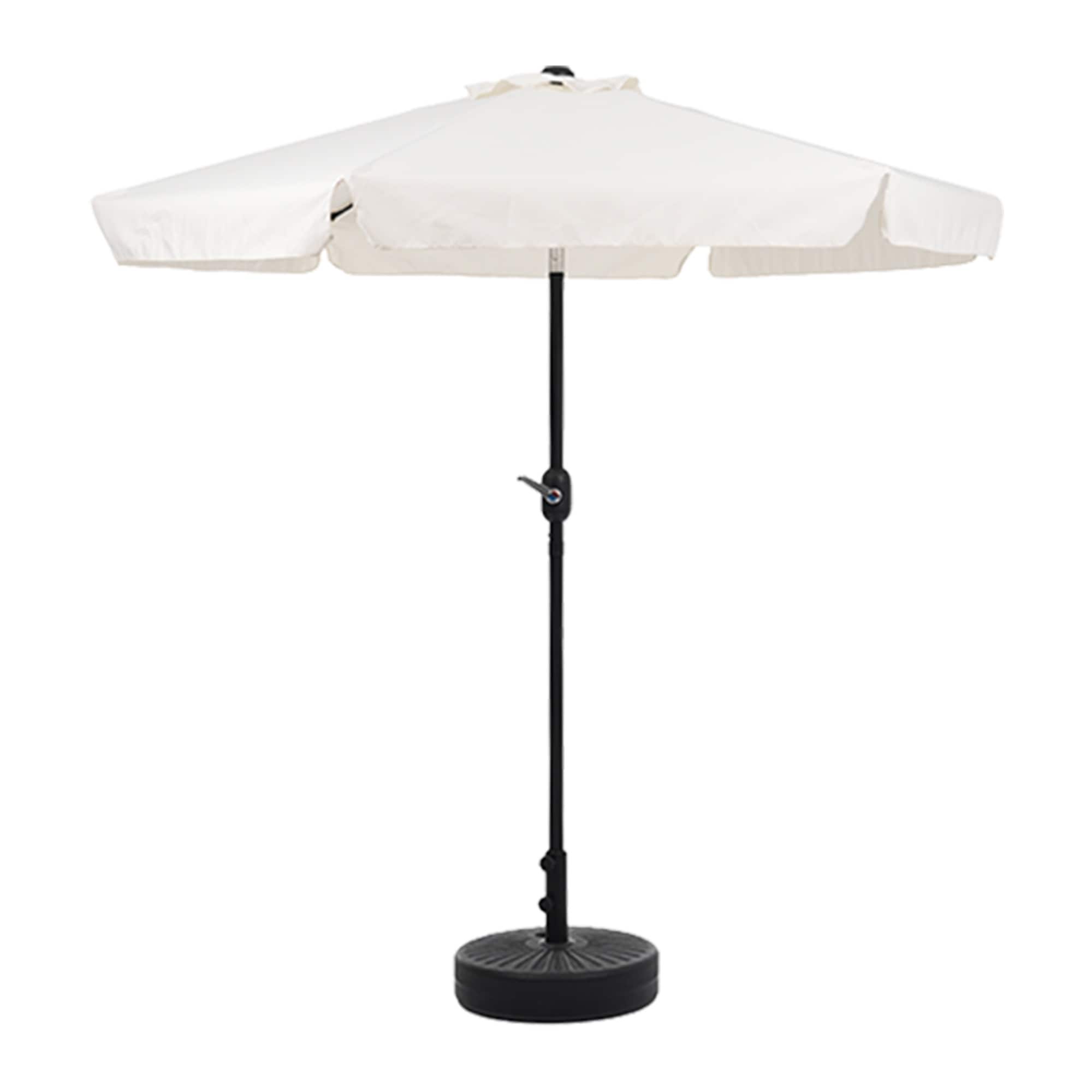 【TYPEBベージュ+ベース付き】パラソル ハンドル・フリル付き　直径220cm 30+UPF紫外線対策 角度調整 パラソルセット ベース パラソル ガーデンパラソル