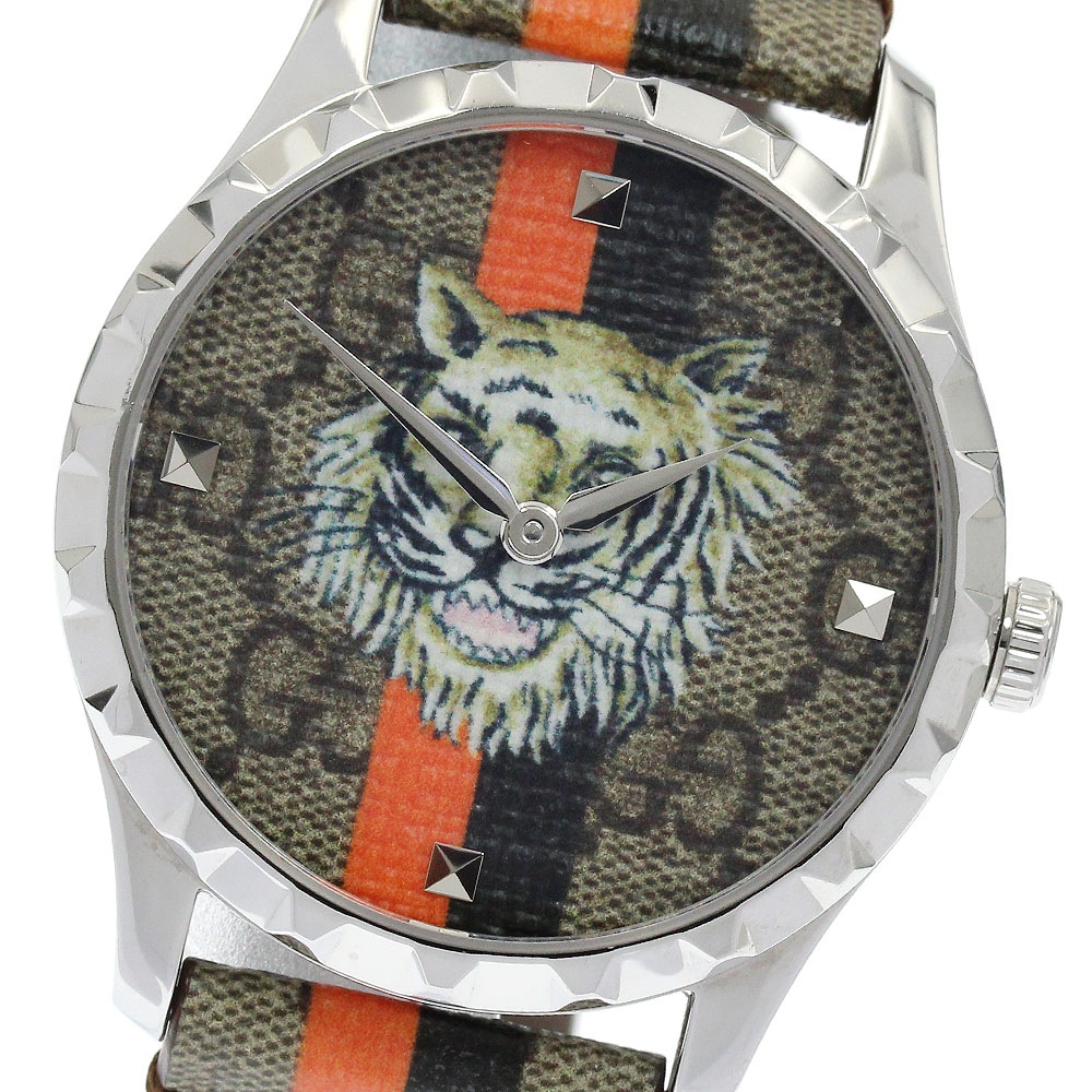 グッチ GUCCI 126.4/YA1264186 Gタイムレス タイガー クォーツ ボーイズ 良品 _935157【中古】