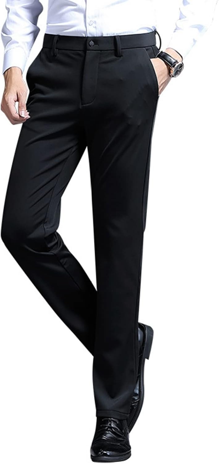 スーツパンツ メンズ ビジネススラックス 細身 ロングパンツ 大きいサイズ 秋 冬 厚手 紳士 長ズボン 前開きジッパー スリム フィット カジュアル ストレッチ 快適 柔らかい コンサバ系 通勤 仕