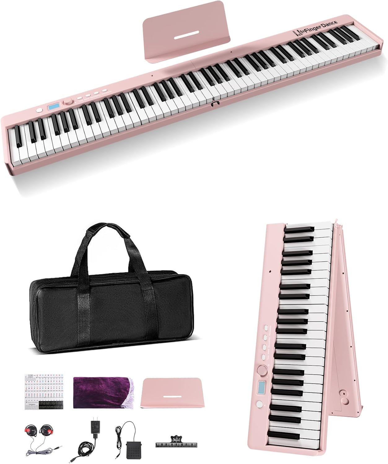 電子ピアノ 折り畳み式 88鍵盤 初心者向け 大人 セミウェイティッド ペダル付き ほこりよけ 携帯用
