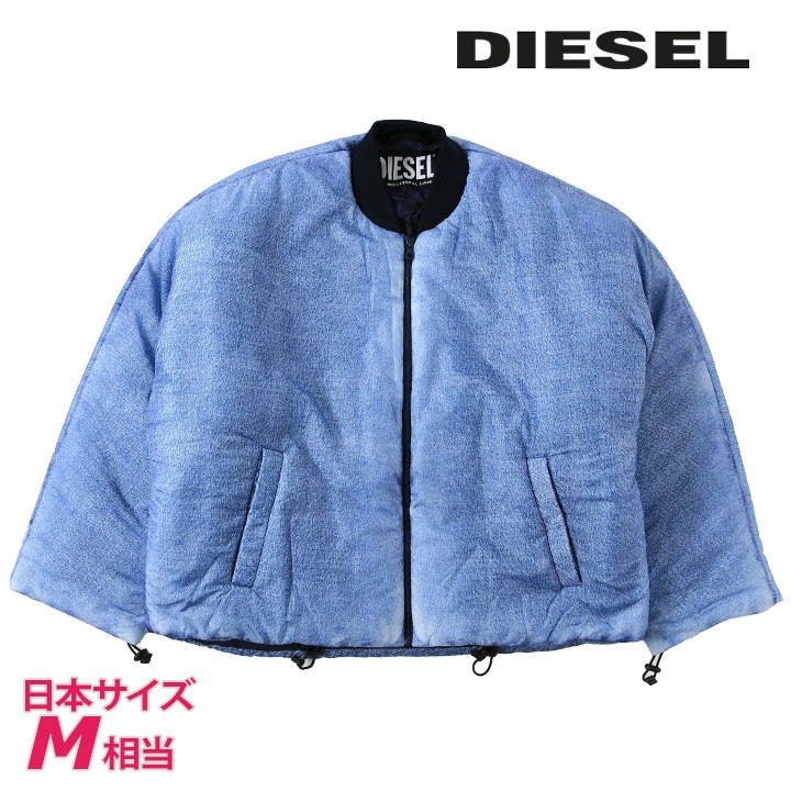 中綿ジャケット メンズ W-DAY-PRINT ウォッシュデニム風デジタルプリント ジップアップ die-m-o-f8-02k