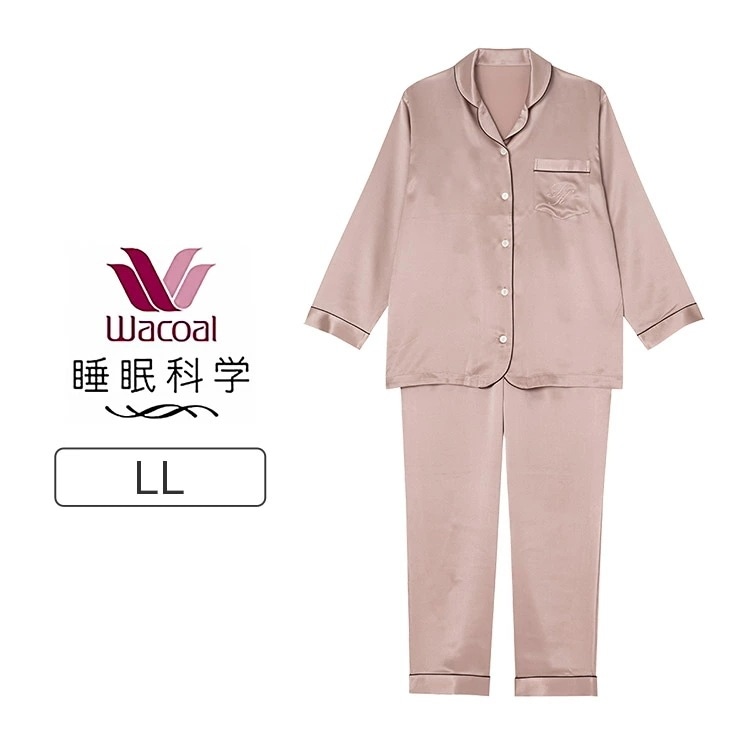 ワコール 睡眠科学 パジャマ 上下セット レディース シルク100％ 吸放湿性 10分丈 10分袖 LL YDX542