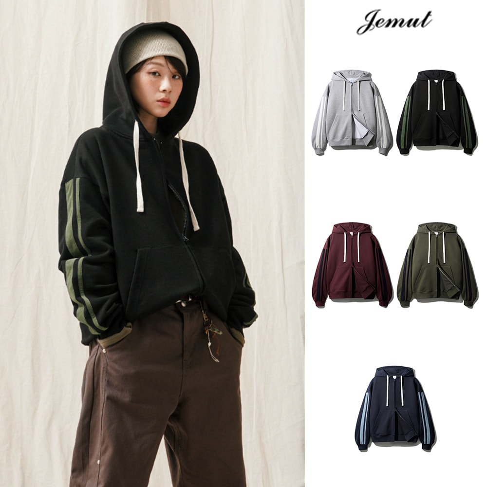 [JEMUT] Side Track Hood Zip-Up