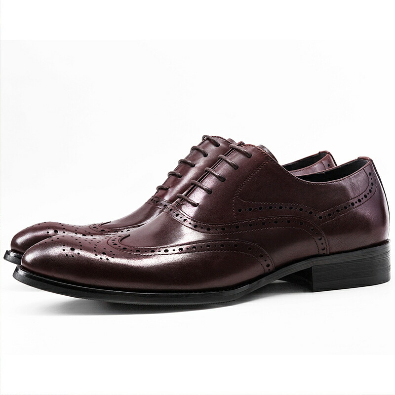 【サイズ交換無料】メンズビジネスシューズ ウイングチップ オフィスシューズ フォーマル カジュアル ギフト 天然牛革 ゴム底 木製底 通気性 男性 ショット 通勤 就活 履きやすい 革靴 紳士靴 本革