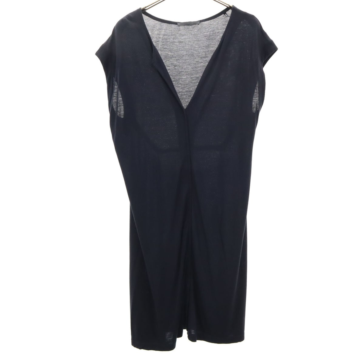 イタリア製 ノースリーブ スキッパーカラー ワンピース 32 ネイビー レディース 古着 17,930円