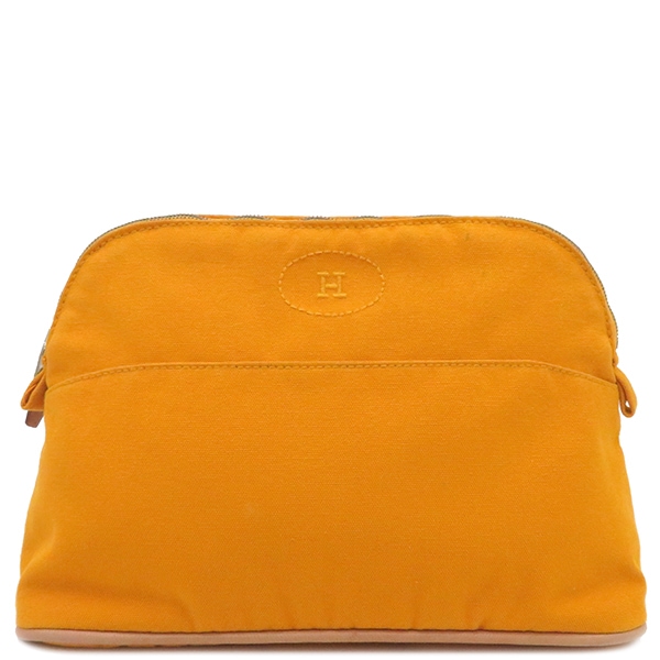 エルメス HERMES ポーチ ボリードポーチ MM コットン イエロー シルバー金具【中古】