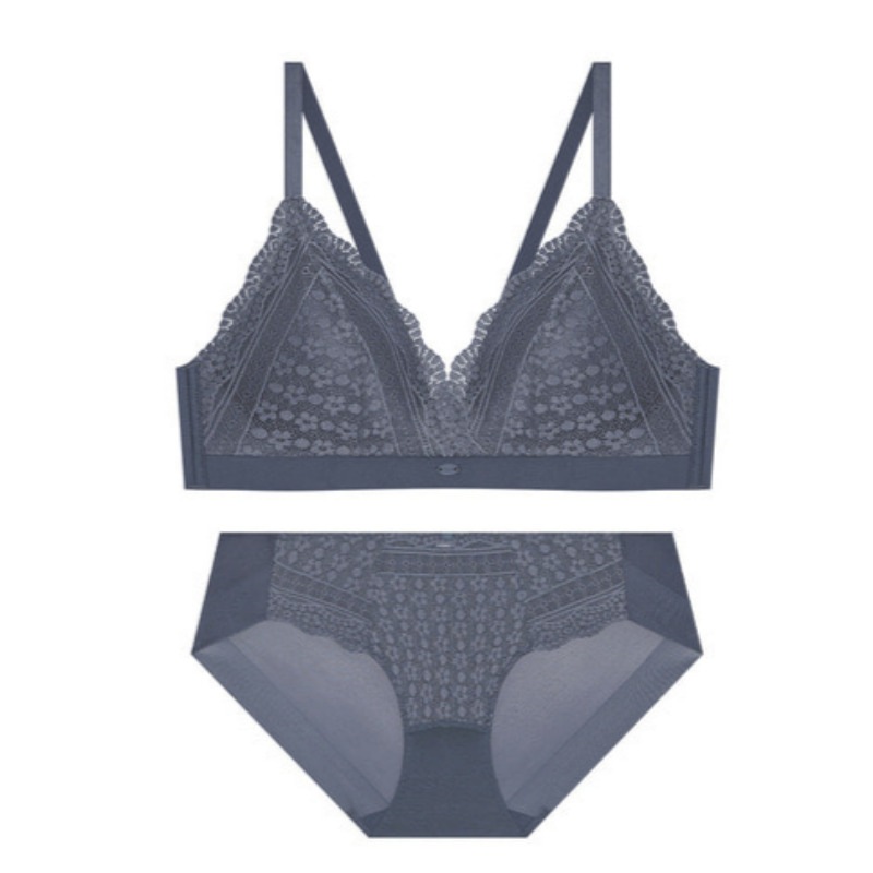 コンフォート バンド レース ブラレット パンツ セット - ブルーグレー M 95