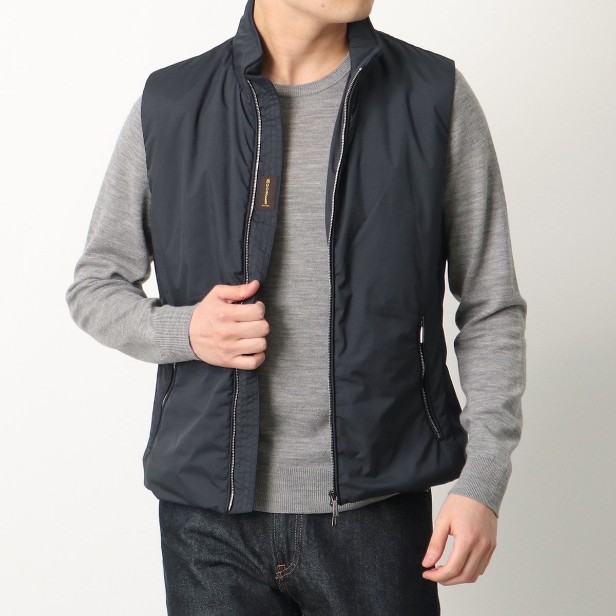 MOORER ムーレー 中綿ベスト SENIO セニオ SKT メンズ ジップアップ ジップベスト ジレ スタンドカラー NAVY 【ts】 【mega】
