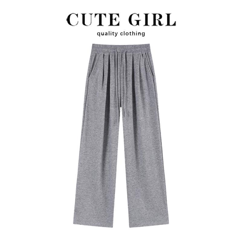 パンツ スウェット ダンス ストリート レディース ボトムス 快適 ベルベット 女性 秋冬 グレー カジュアル bf ワイド レッグ