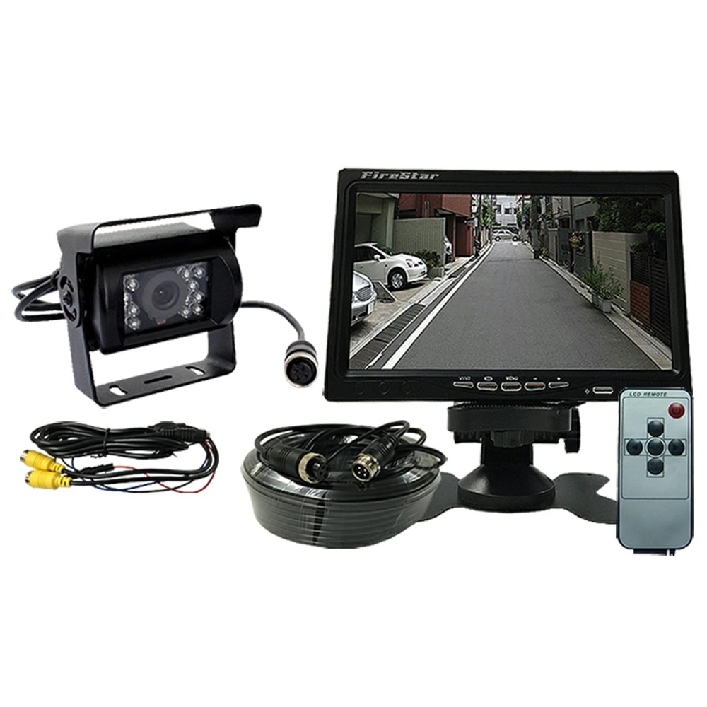希少アイテム6ヶ月保証付 7インチモニター＋18LED バックカメラセットPRO 12V/24V兼用 一体型 乗用車 トラック バス 重機等対応C-OMT70SET-PRO