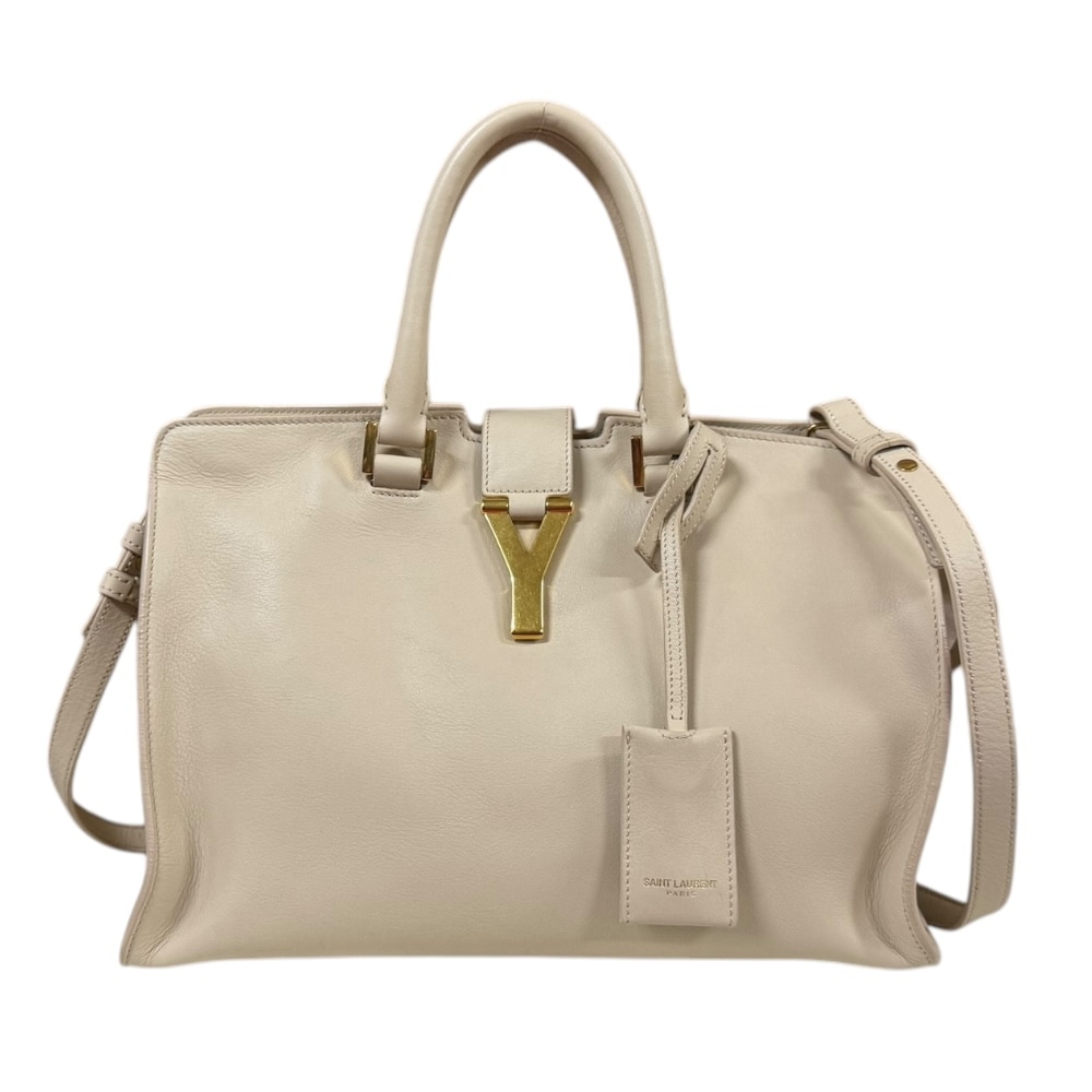 サンローラン プチバカス Yライン ショルダーバッグ レザー 311210 ベージュ SAINT LAURENT 中古