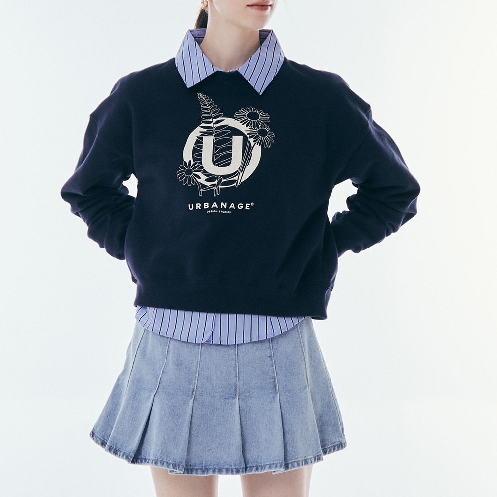 URBANAGEフラワーWマンツーマンネイビー