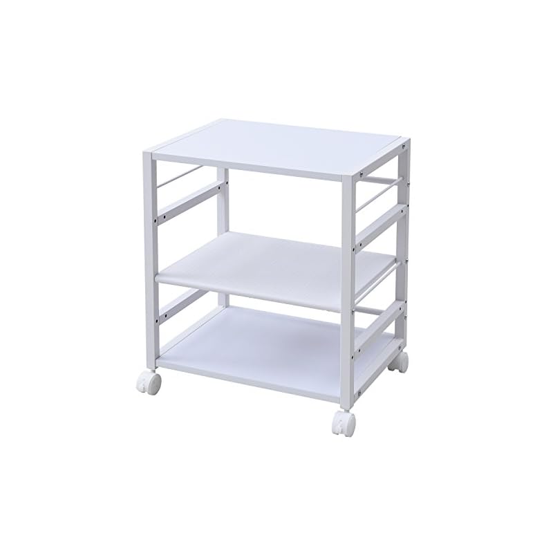 【即納】山善 デスクサイドワゴン 幅53奥行40高さ63cm A4ファイル対応 棚板高さ調節可能 キャスター付き 組立品 オフホワイト/ホワイト NNGS-3R(OW/SWH)