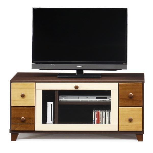 日本製 天然木 ＴＶ台 101cm幅 ブラウン本体 完成品 テレビ台 TVボード テレビボード リビングボード