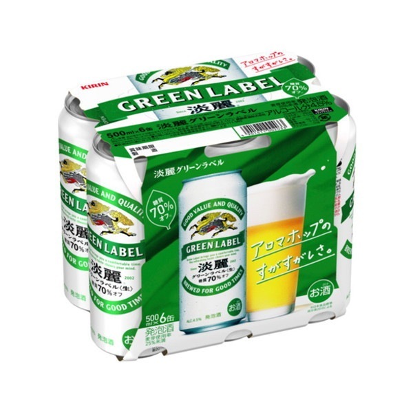 ビール 24本 500ml 麒麟 淡麗 グリーンラベル 6缶紙パック 500mlX6 x4 メーカー直送