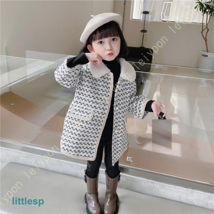 【急速出荷!】ボア ジャケット ボアコート キッズ 千鳥格子 子供服 ボア 襟 もこもこ ファー ボアフリース 赤ちゃん ベビー 韓国風 アウター こども 女の子 軽量
