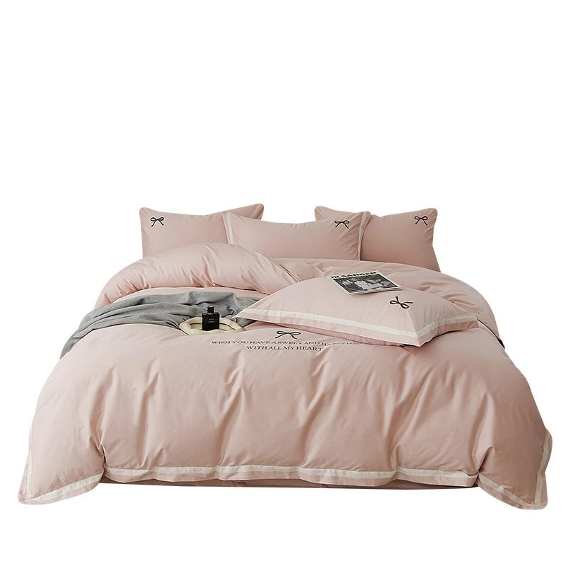 寝具セット 四点セット 新疆長綿 100支 高級刺繍 全綿 純綿 シンプル 無地 掛け布団カバー ベッド用品