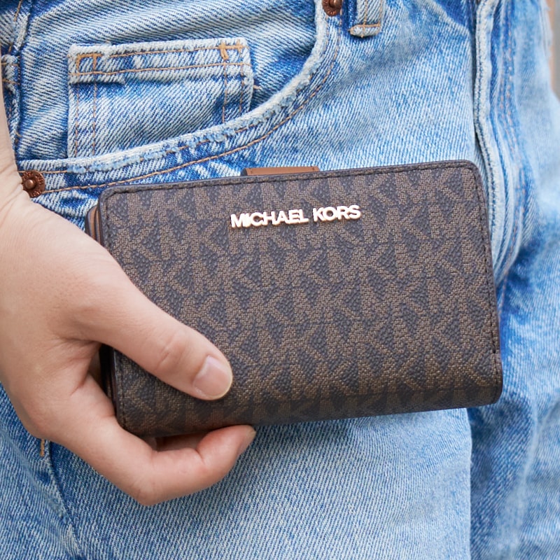 マイケル マイケルコース MICHAEL MICHAEL KORS 二つ折り財布 アウトレット 35f8gtvf2b-brown