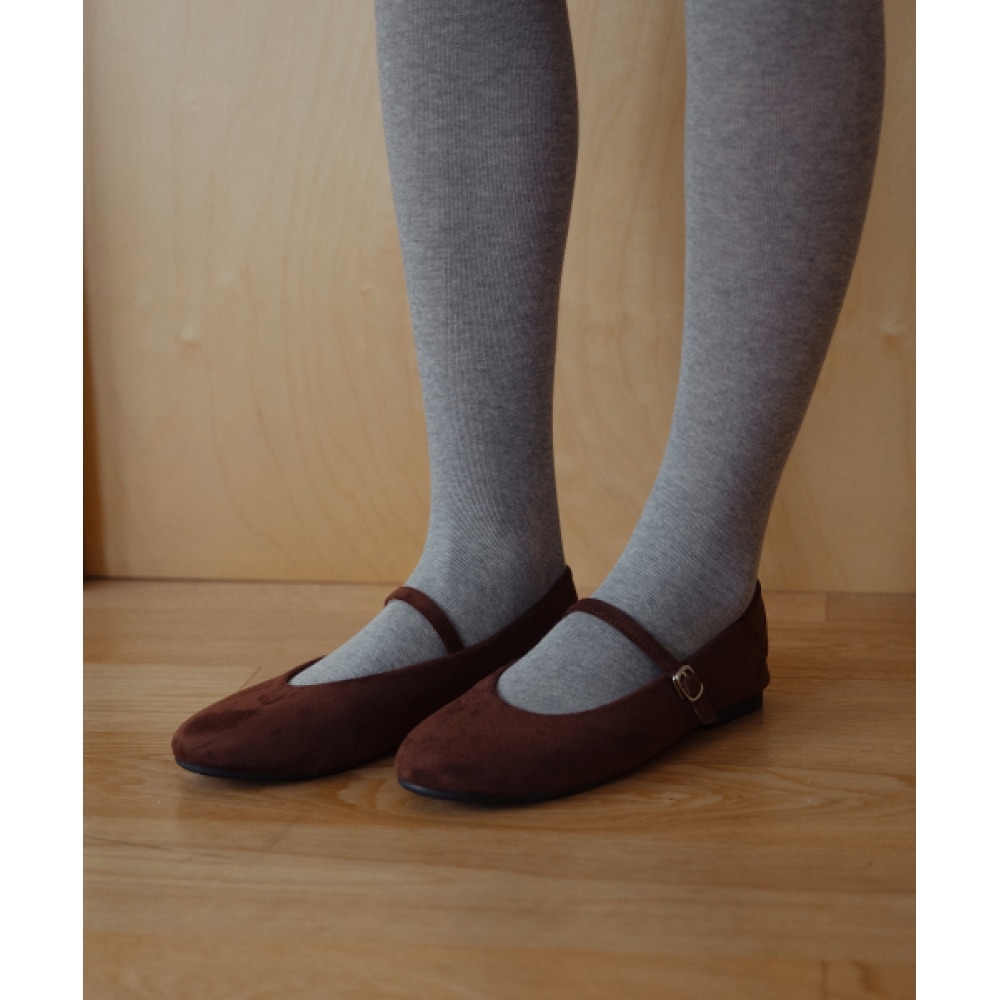 LAMINEZ スエードメリージェーンフラッツ-ブラウン
