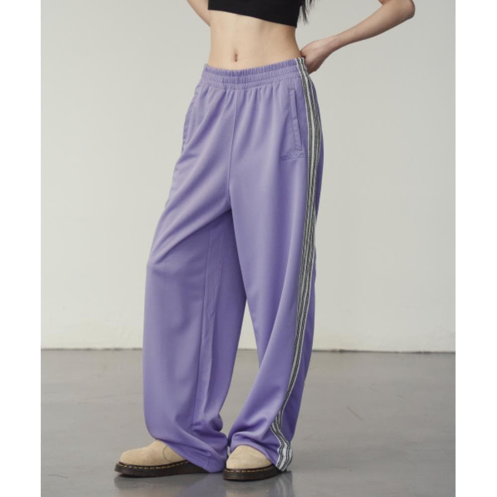 PRENDA KNIT JACQUARD TAPE TRACK PANTS ASH PURPLE PRTFAWP