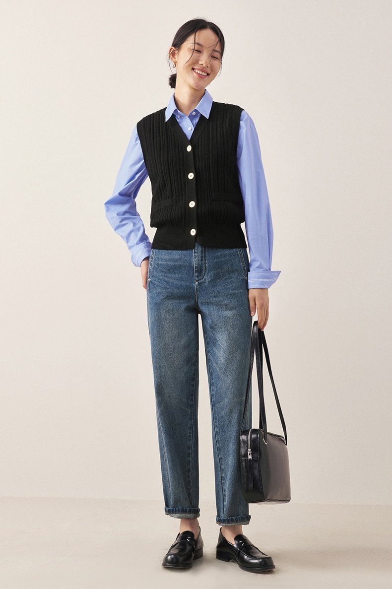 レディース カジュアル ニット ベスト 女性 秋 セーター ベスト ルーズ ベスト レイヤード ブラウン ブラック S M L トップス 袖あり かわいい 大人可愛い きれいめ シンプル カジュアル