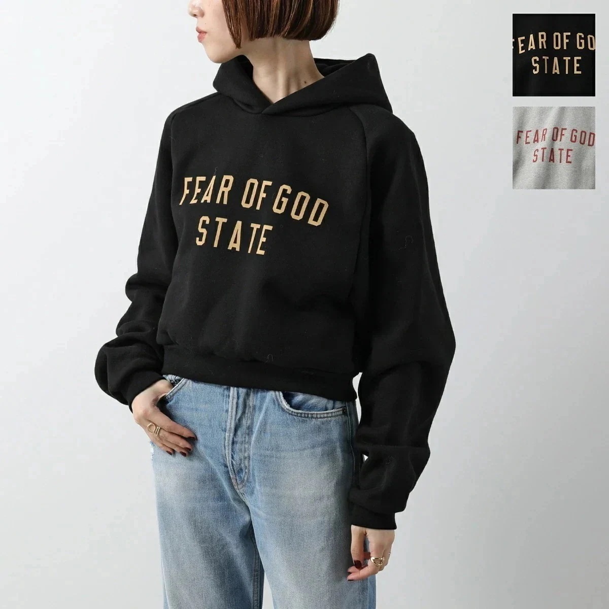 FEAR OF GOD ESSENTIALS フィアオブゴッドエッセンシャルズ パーカー 192BT2473 レディース フーディ コットン ロゴ 裏起毛 クロ