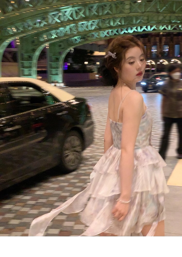 夏 フリル サスペンダー A ライン ドレス プラスサイズ 婦人服 個性的 ワンピース ミニ ミニ丈 ショート ショート丈 袖なし ノースリーブ 襟なし かわいい 大人可愛い 大人 上品 おしゃれ