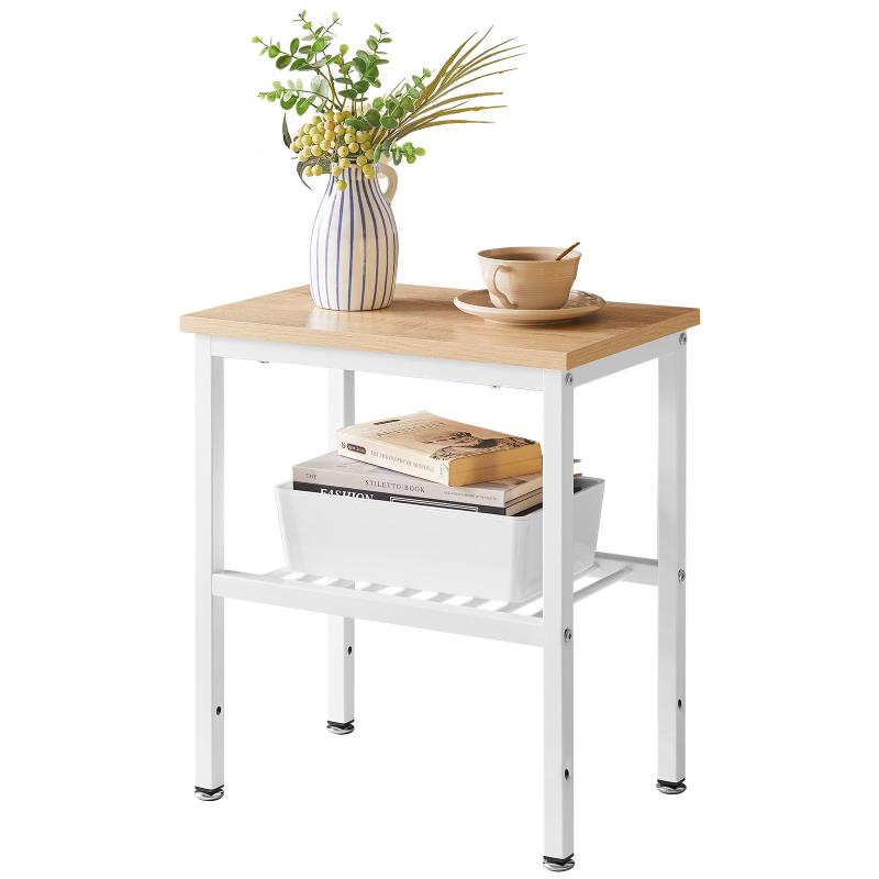 IBUYKE サイドテーブル 2段サイドテーブル ソファーサイドテーブル 木製 ナイトテーブル おしゃれ エンドテーブル オープンラック 収納ラック 組立簡単 ナチュラル 40x27x45cm JPT