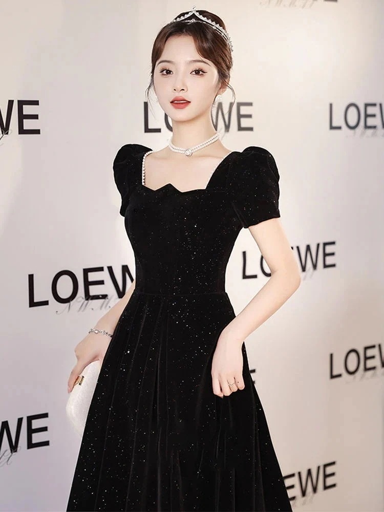 【急速出荷!】黒美術検定 イブニングドレス スカート 女性 2024年 上品 気質 上級生 成人式 母の日