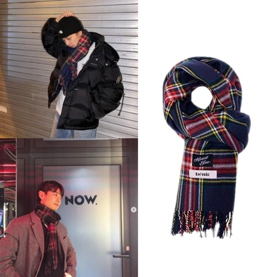 [BENIR98] NCT TAEIL SHINee MINHO 着用 ALMOSTBLUE X BENIR WEEKLY MUFFLER BLUEBERRY WINE マフラー