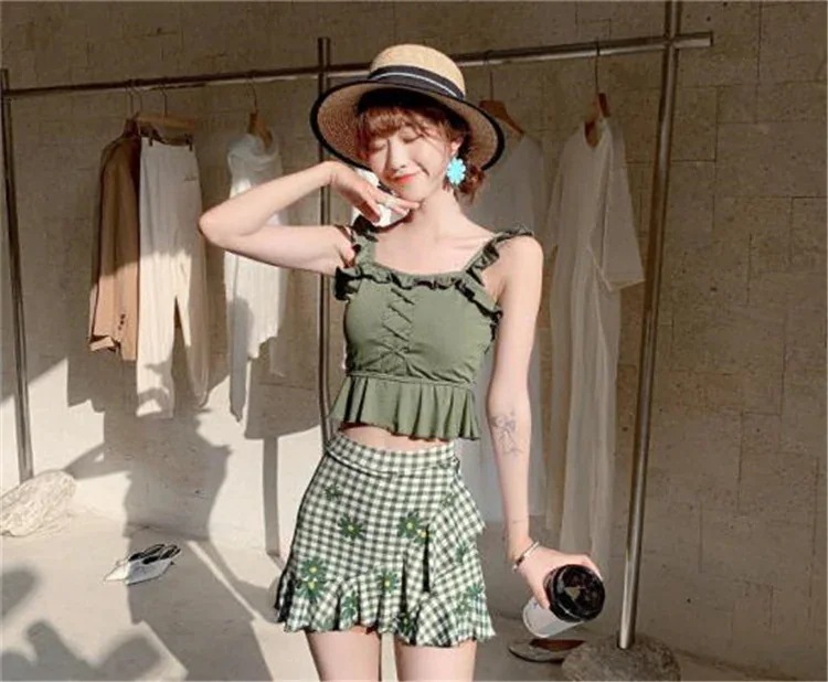 1つ買うと10個無料こなれた大人カジュアルを目指したい小さい新鮮な 温泉 水着 レディース スプリット スカートスタイル フラットアングル 2点セット 小さい新鮮な 学生 コンサバティブ スモール