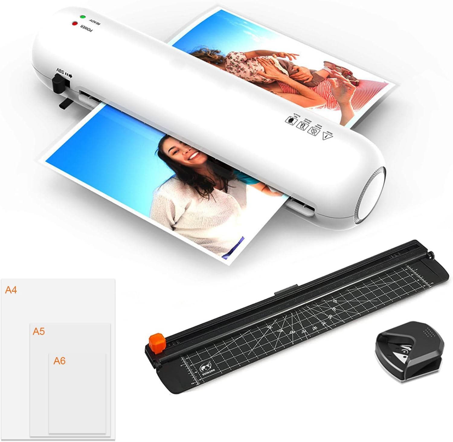 新品 ラミネーター机機 A4対応 4in1 多機能 ラミネート機 熱/冷モード ABS機能付き ラミネートフィルム15枚 裁断機 角取カッター オフィス 業務用 家庭用
