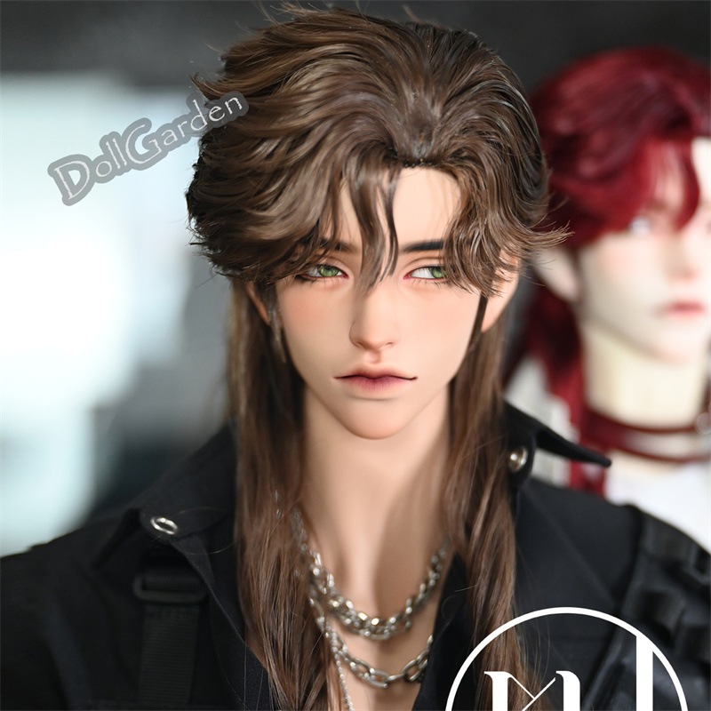 1/3 1/4 BJD ドール用 ウィッグ『ナイト』 ロング パーマ スタイル 軟らかい高温糸 セット済み ゴールド ワインレッド コーヒー ホワイト SD/小顔SD/MSDサイズ球体関節人形用