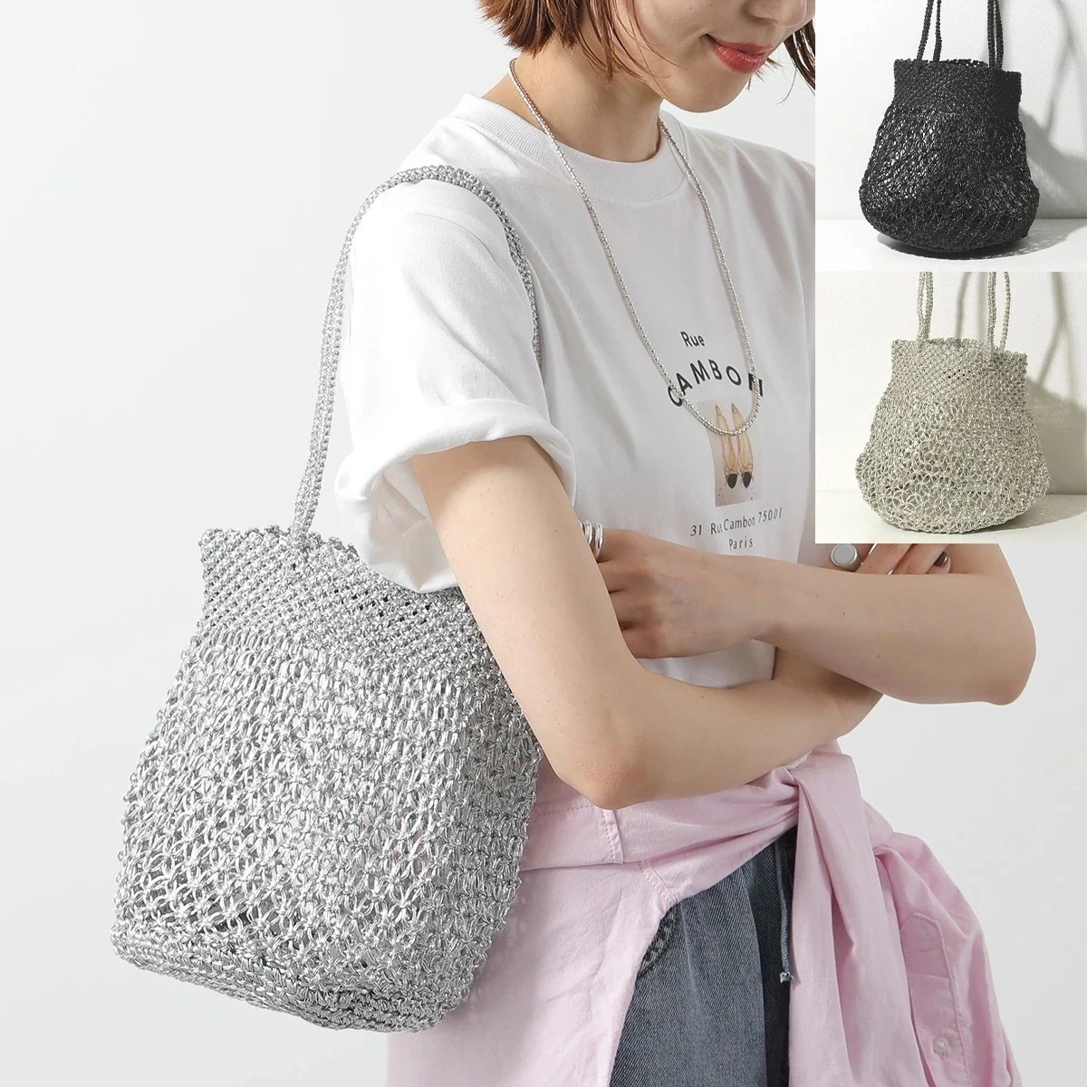 BAGMATI バグマティ 170805M カラー5色 メッシュバッグ ワックスコード編み ハンドバッグ 鞄 レディース