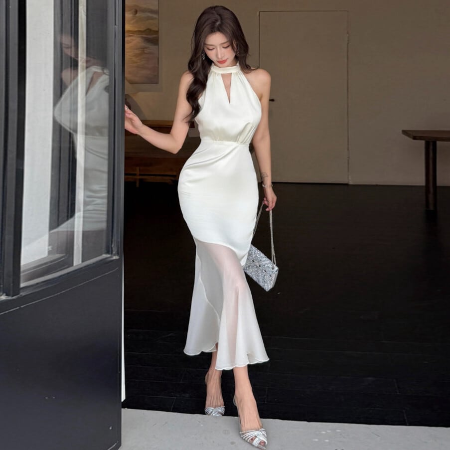 ホルターネック夏マーメイドワンピース